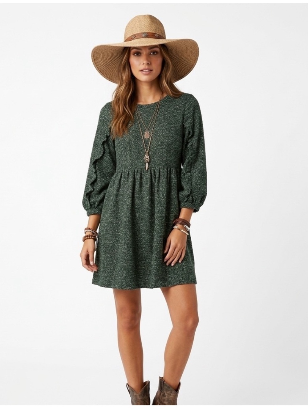 New without tags Anthropologie Dark Heathered Green Long-Sleeve Knit Dress